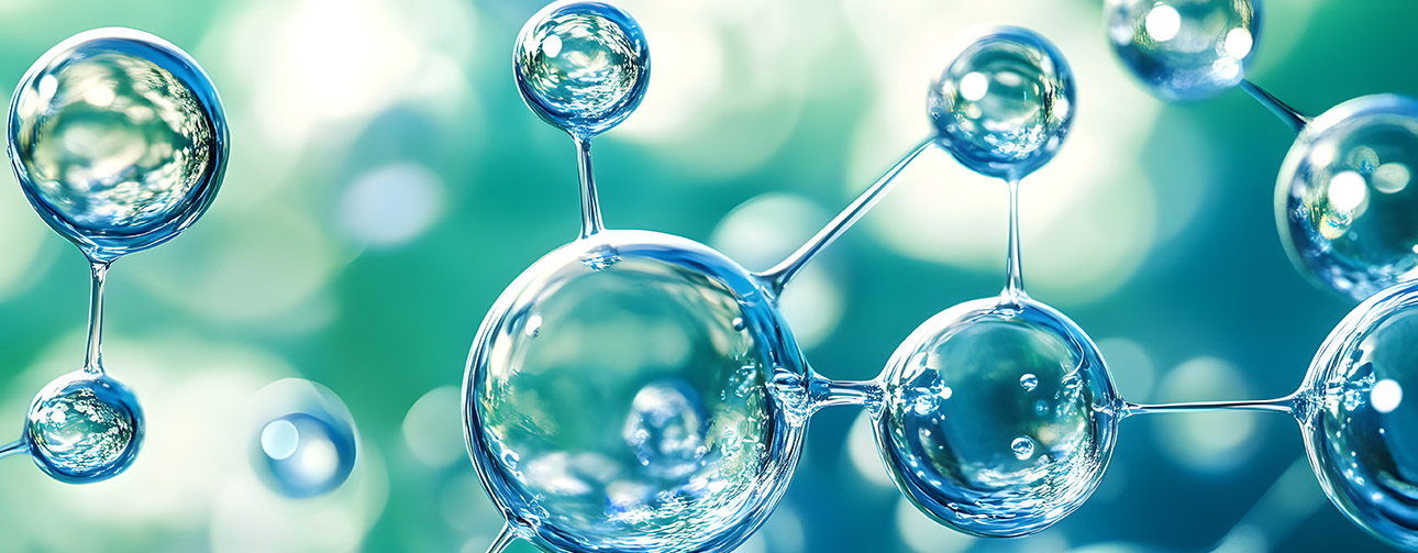 Image représentant des molécules d'hydrogène sous forme de bulles en suspension