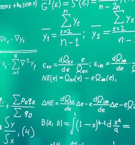 mathematical formula on a green board