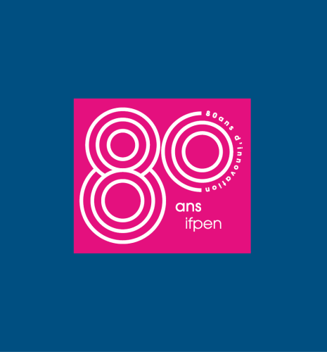 bandeau bleu avec  un logo des 80 ans d'IFPEN
