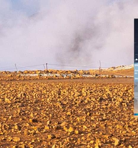  Smoke rising from the ground with a visual of the EAGE Annual event and the IFPEN and Beicip-Franlab logos