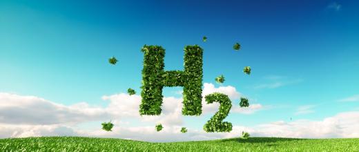 Molécule H2 sur fond vert