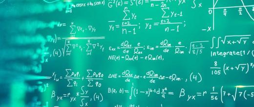 mathematical formula on a green board